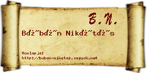 Búbán Nikétás névjegykártya